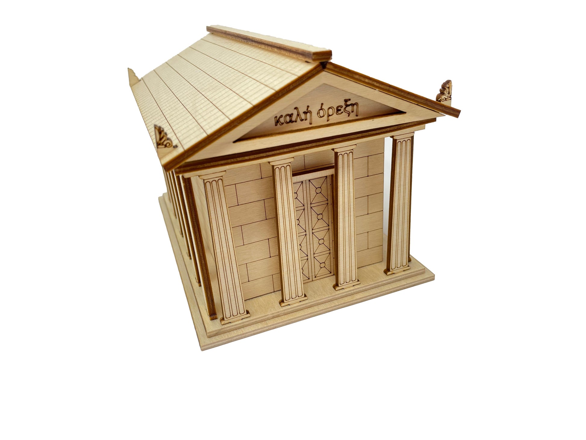 Ancient Greek Temple With Hidden Box Compartment Inside | Completed Size: 6 x 4 x 4.4 in. | Assembly Required