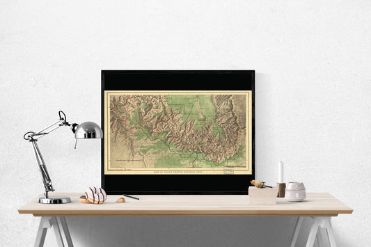1926 Map of The Grand Canyon | National Park | Art Print