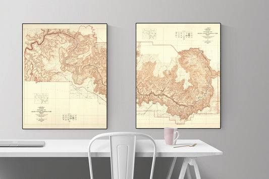 Topographical Map of The Grand Canyon | National Park | Art Print