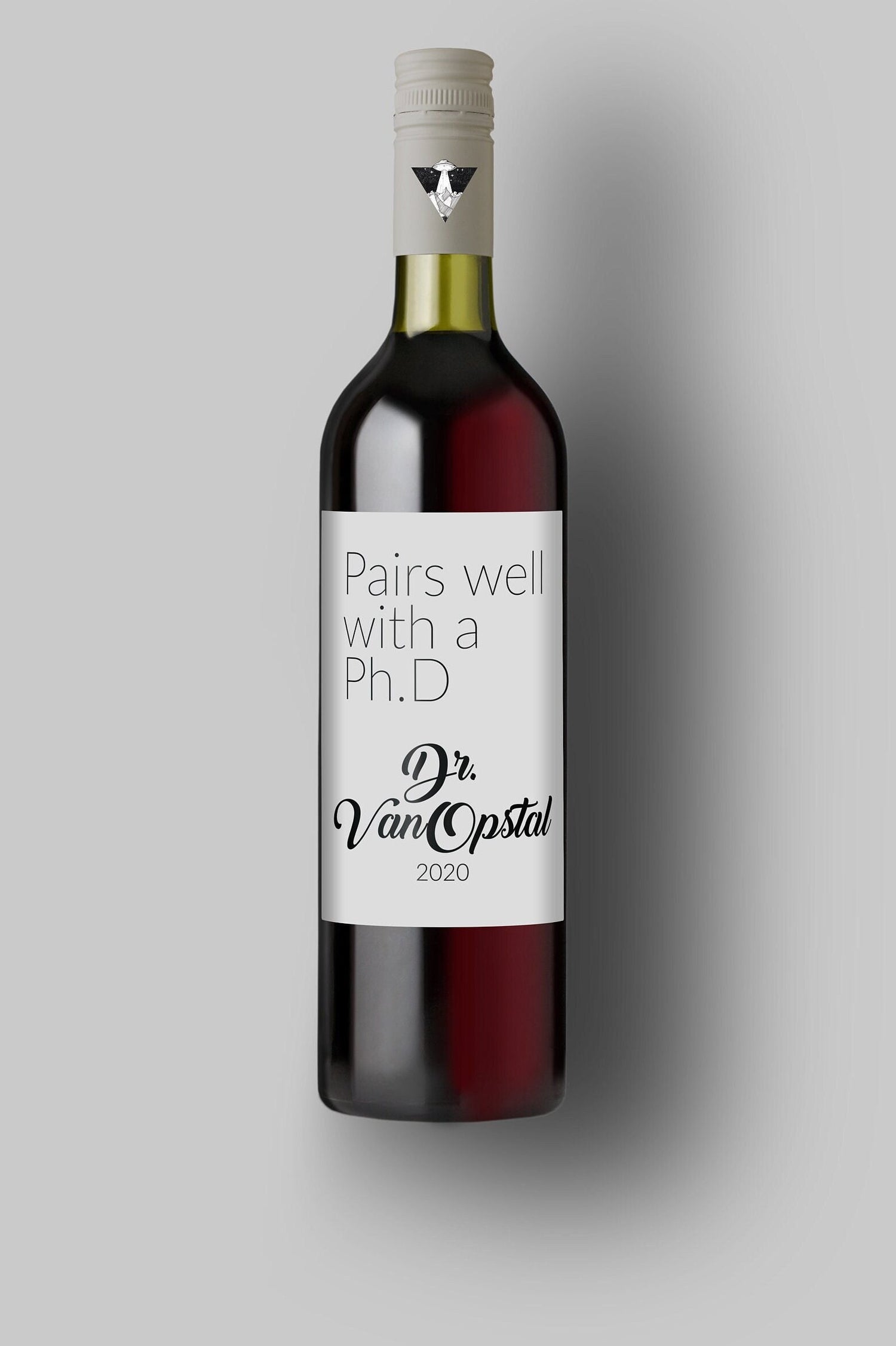 Pairs Well With A PHD Doctor | Custom Bottle Labels | Personalized Bottle Labels | Graduation Present