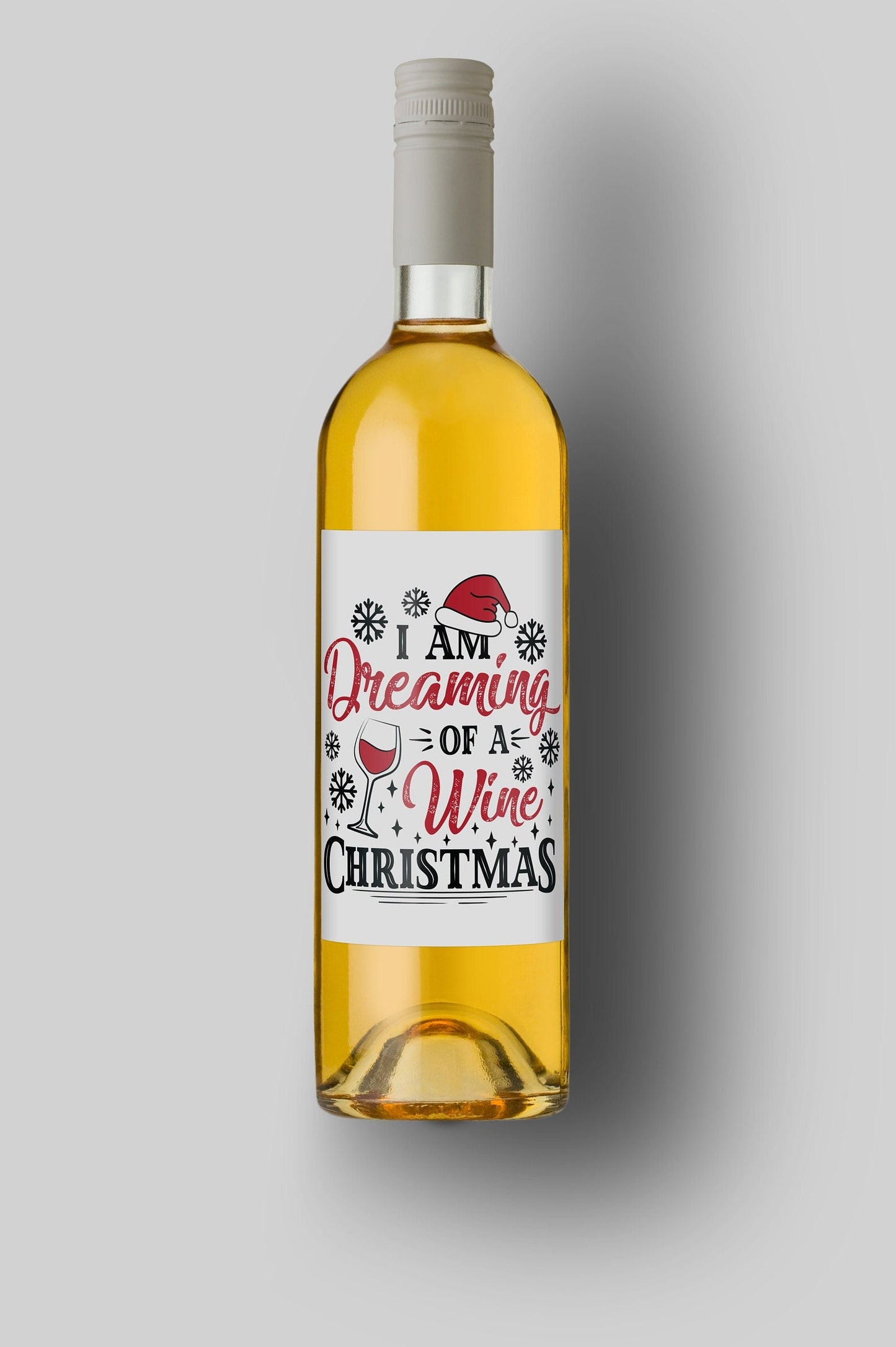 I Am Dreaming Of A Wine Christmas | Custom Bottle Labels | Personalized Bottle | Christmas Holidays Label