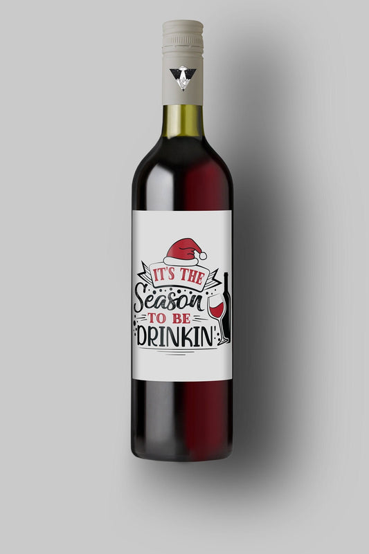 It's The Season To Be Drinking | Custom Bottle Labels | Personalized Bottle | Christmas Holidays Label