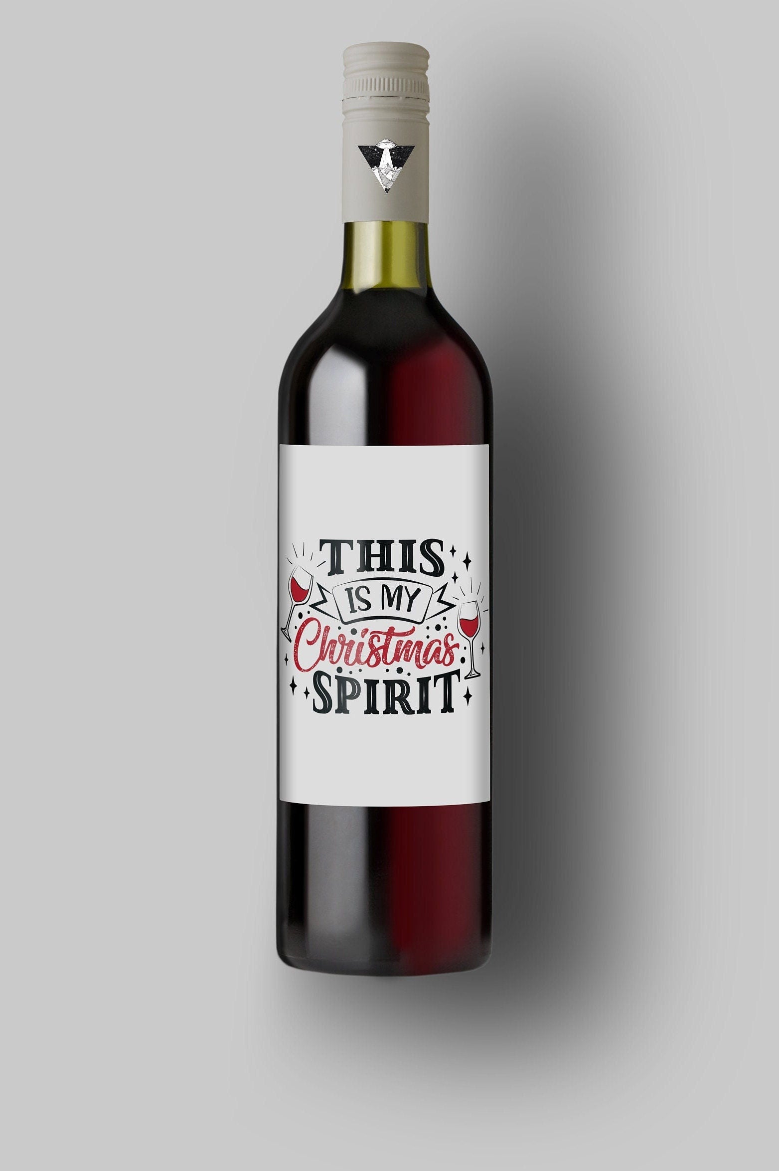 This Is My Christmas Spirit | Custom Bottle Labels | Personalized Bottle | Christmas Holidays Label
