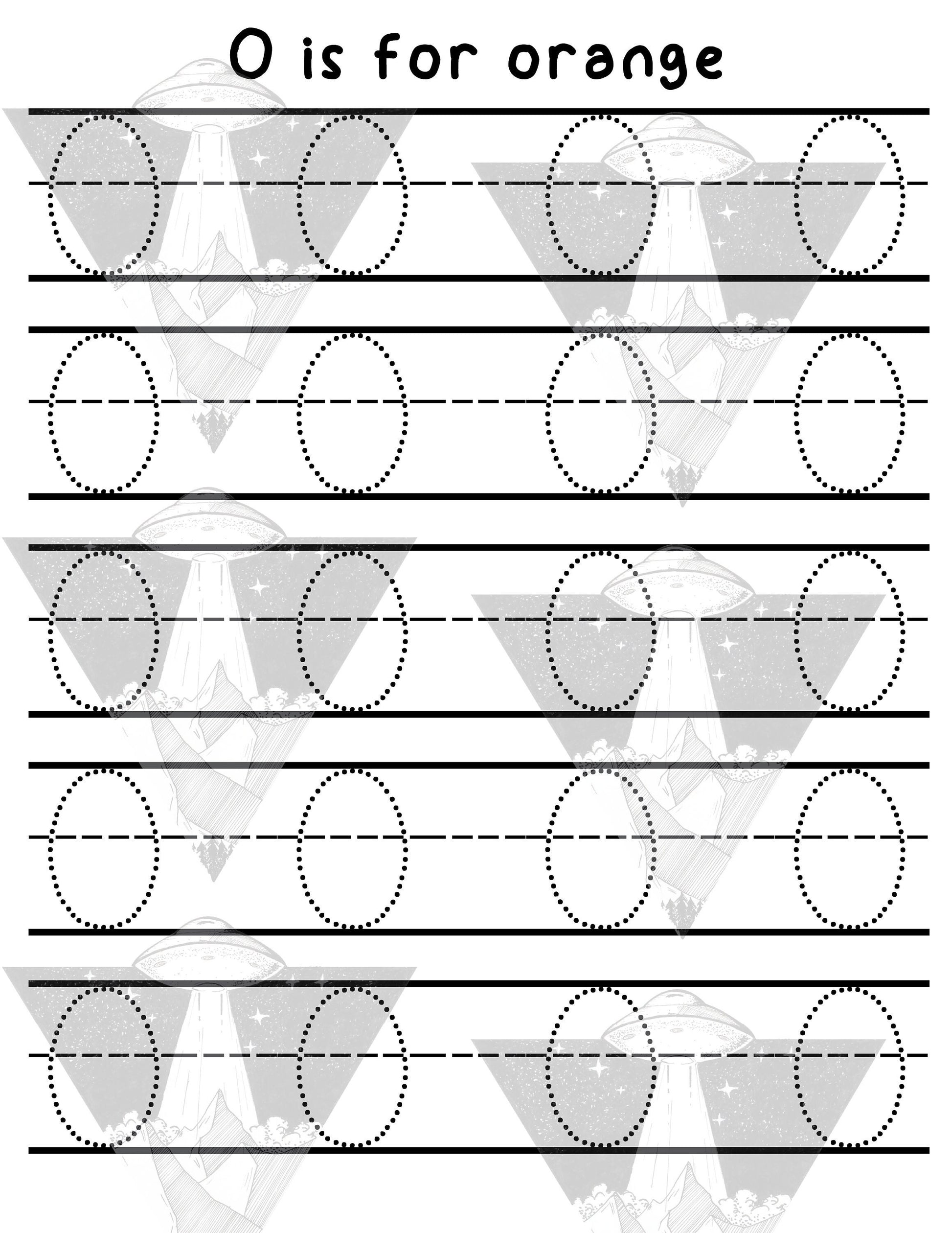 Digital Download | O Is For Orange | Primary Letter | Practice Writing Alphabet | Single Page PDF File | Print As Many As You Need