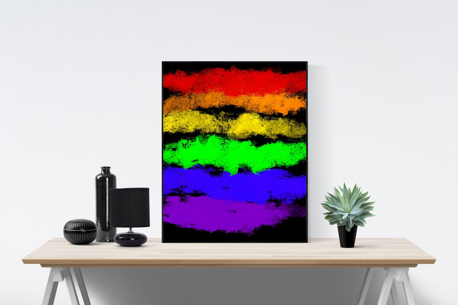 Abstract Rainbow On A Black Background | Art Print