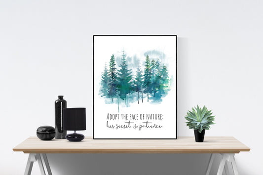 Adopt The Pace Of Nature | Her Secret Is Patience | Ralph Waldo Emerson | Inspirational Life | Art Print