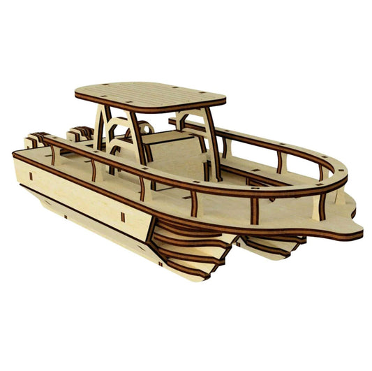 Twin Engine Boat Scale Model Kit | Completed Size: 3.33 x 12.42 x 2.71 in | Paint & Assembly Required