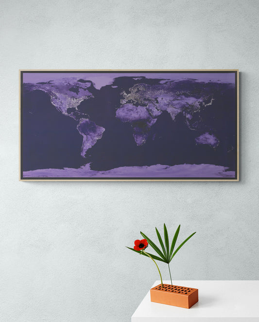 World Map At Night | Nighttime Lights | Composite Satellite View of the World | NASA Art Print