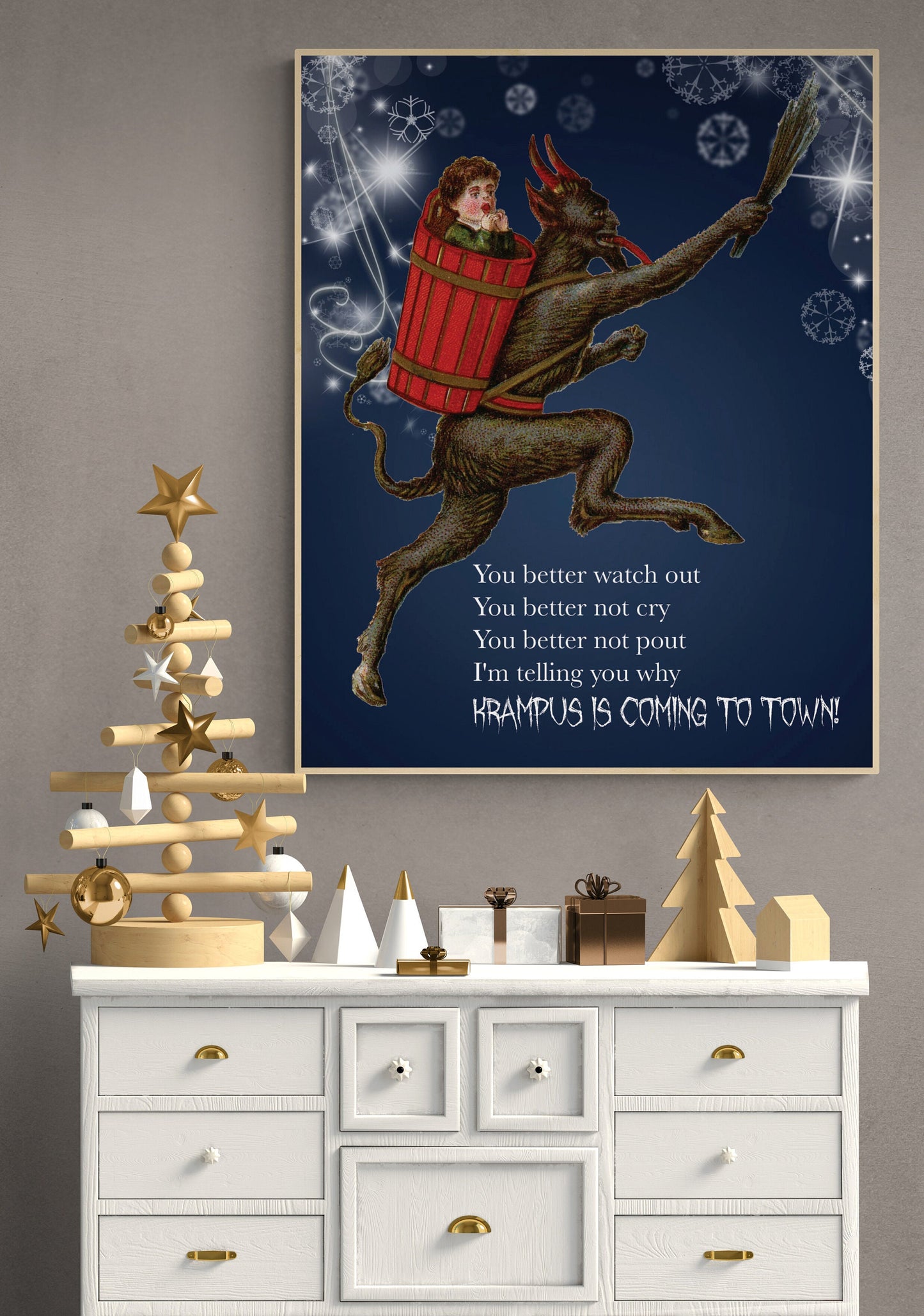 Krampus Is Coming To Town | German Christmas Decor | Holiday Horror | Art Print