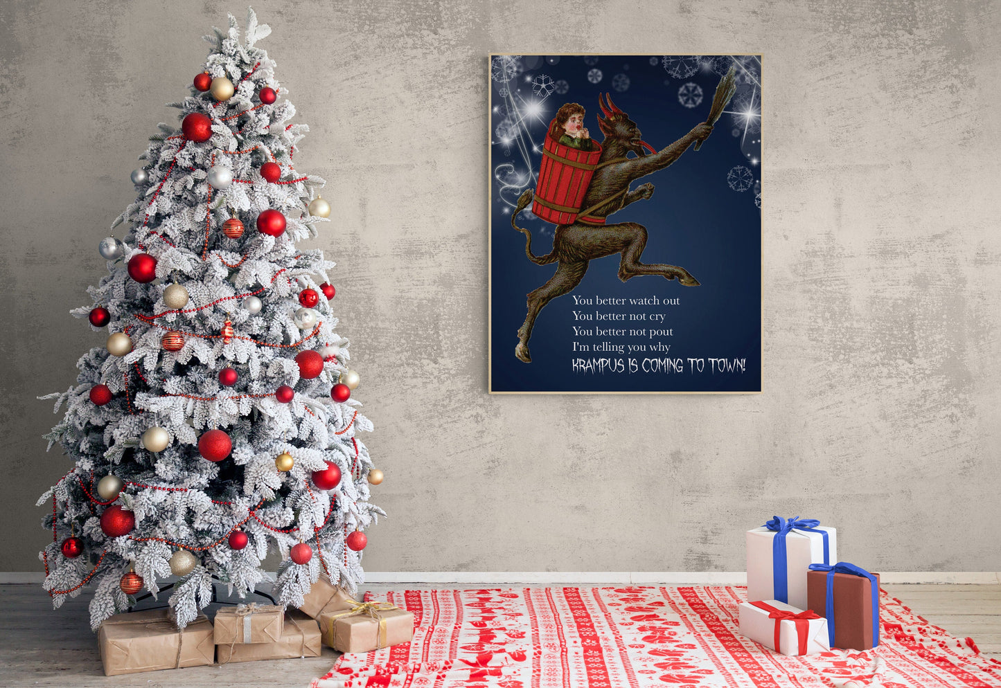 Krampus Is Coming To Town | German Christmas Decor | Holiday Horror | Art Print