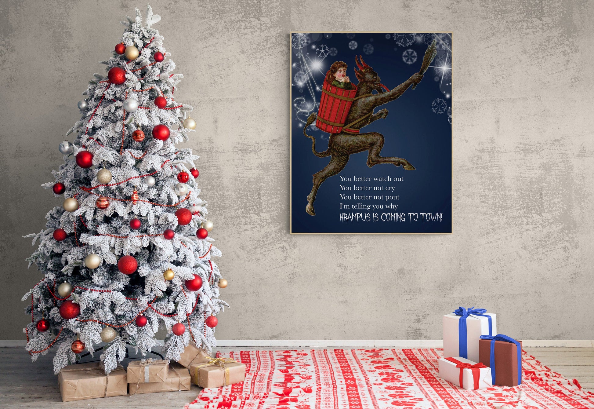 Krampus Is Coming To Town | German Christmas Decor | Holiday Horror | Art Print