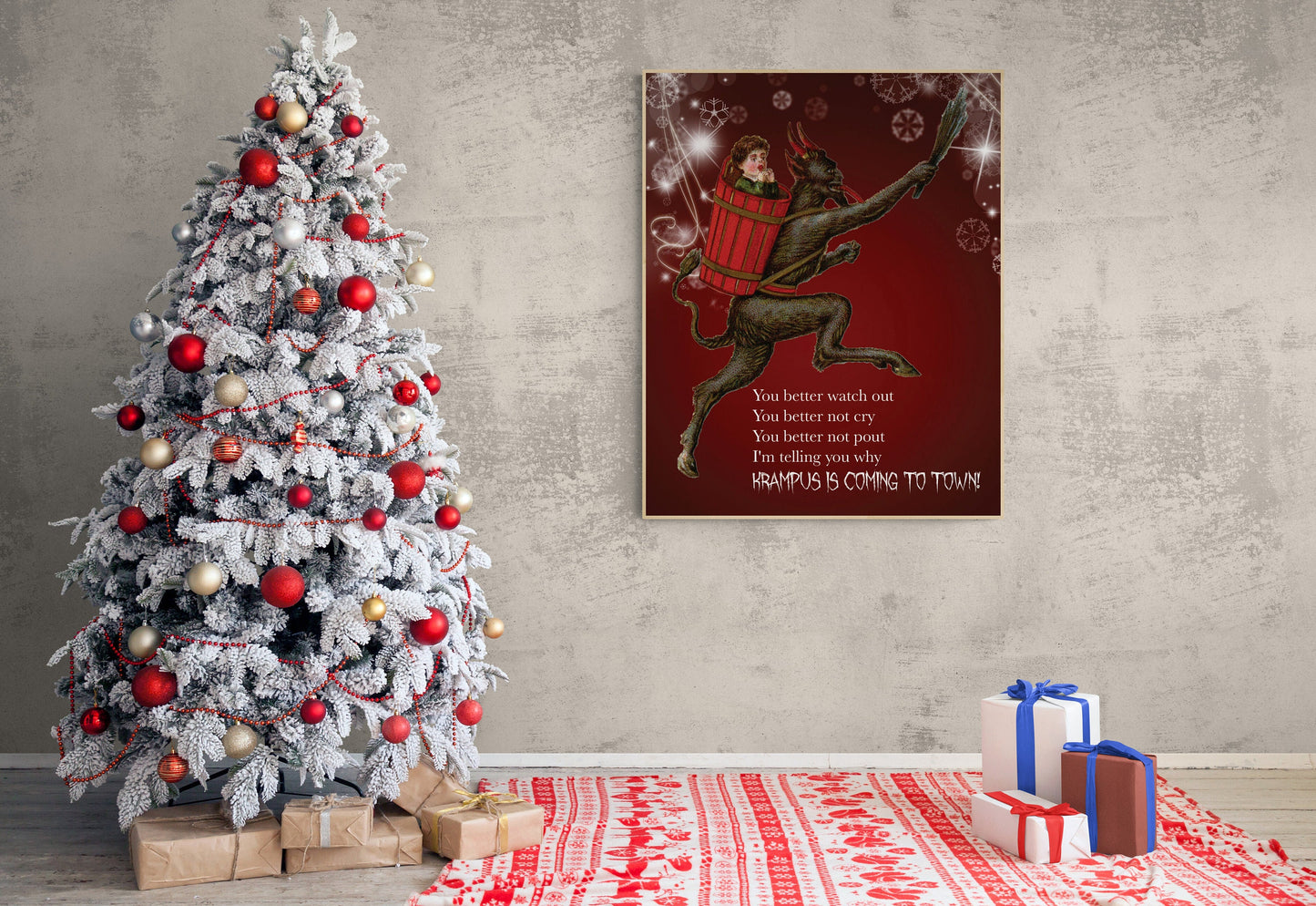 Krampus Is Coming To Town | German Christmas Decor | Holiday Horror | Art Print