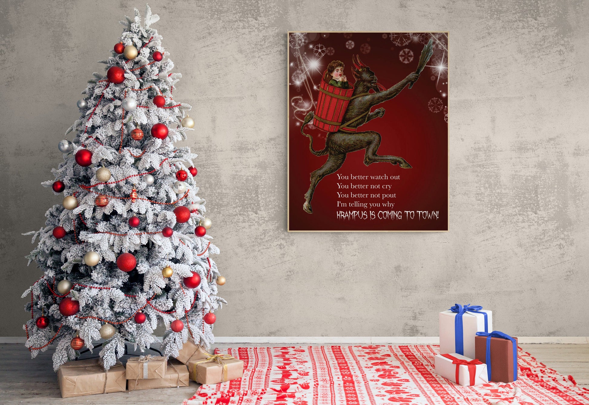 Krampus Is Coming To Town | German Christmas Decor | Holiday Horror | Art Print
