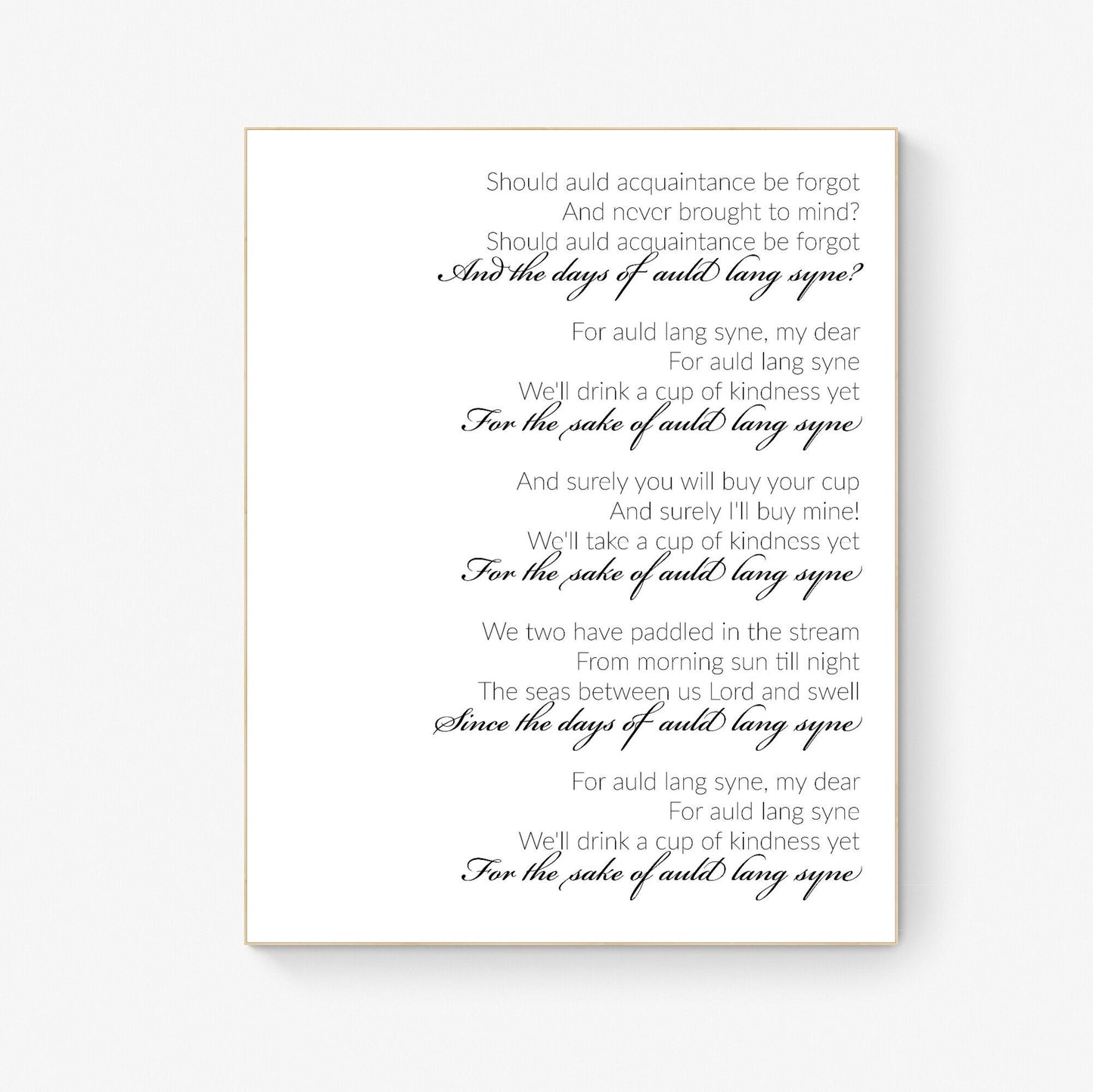 Auld Lang Syne | New Year's Eve Celebration | Christmas Lyrics | Music Art Print