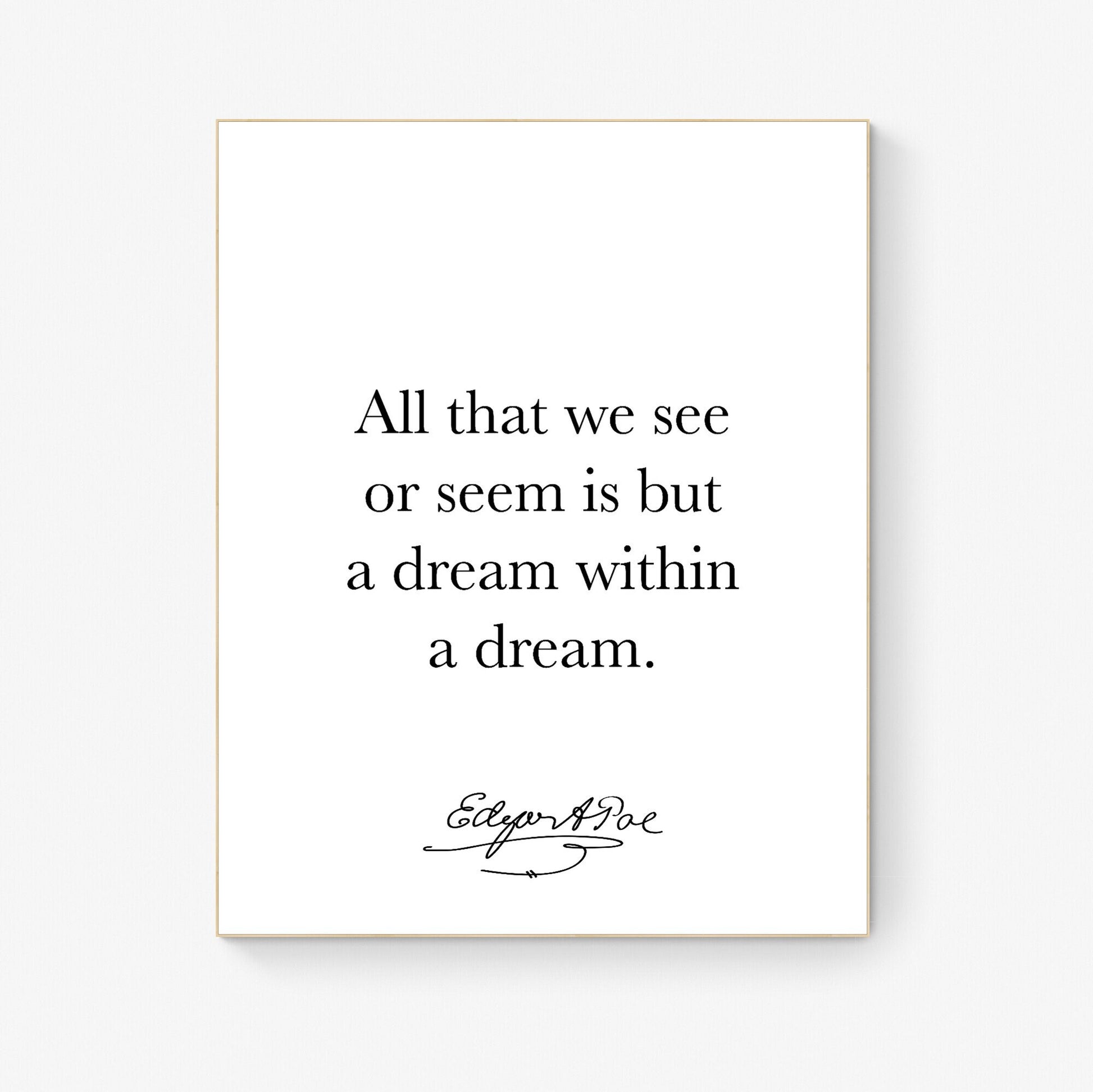 A Dream Within A Dream | Edgar Allan Quote | American Gothic Poetry | Art Print