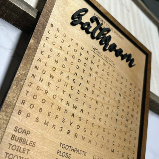 Bathroom Word Search | Bathroom | Farmhouse | DIY Paint And Assembly | Wall Sign