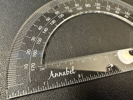 Custom Designed 6" Straight Edge Protractor | High Grade Acrylic | Clear | Inches | Centimeters | Circle Degrees | Angles | Math | Drawing