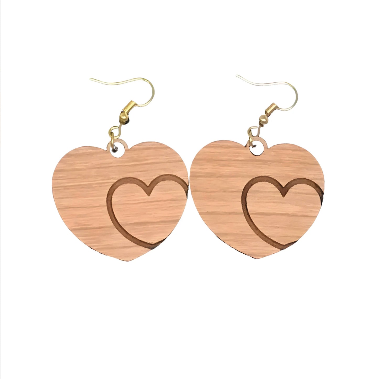 Double-Heart Baltic Birch Wood Earrings, Handcrafted, Love Symbol, Paintable, Unique Gift, Artisan Jewelry, Lightweight Earrings