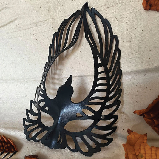 Majestic Soaring Raven Leather Mask | Ballroom | Masquerade Face Covering or Mask