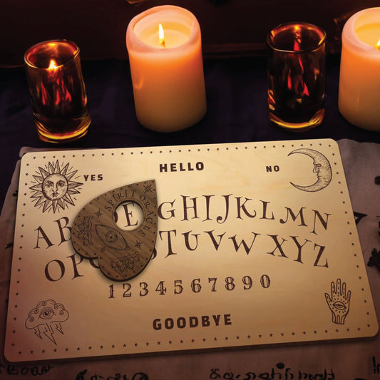 Spirit Board Set | Ouija Board Game with Engraved Planchette | Wood