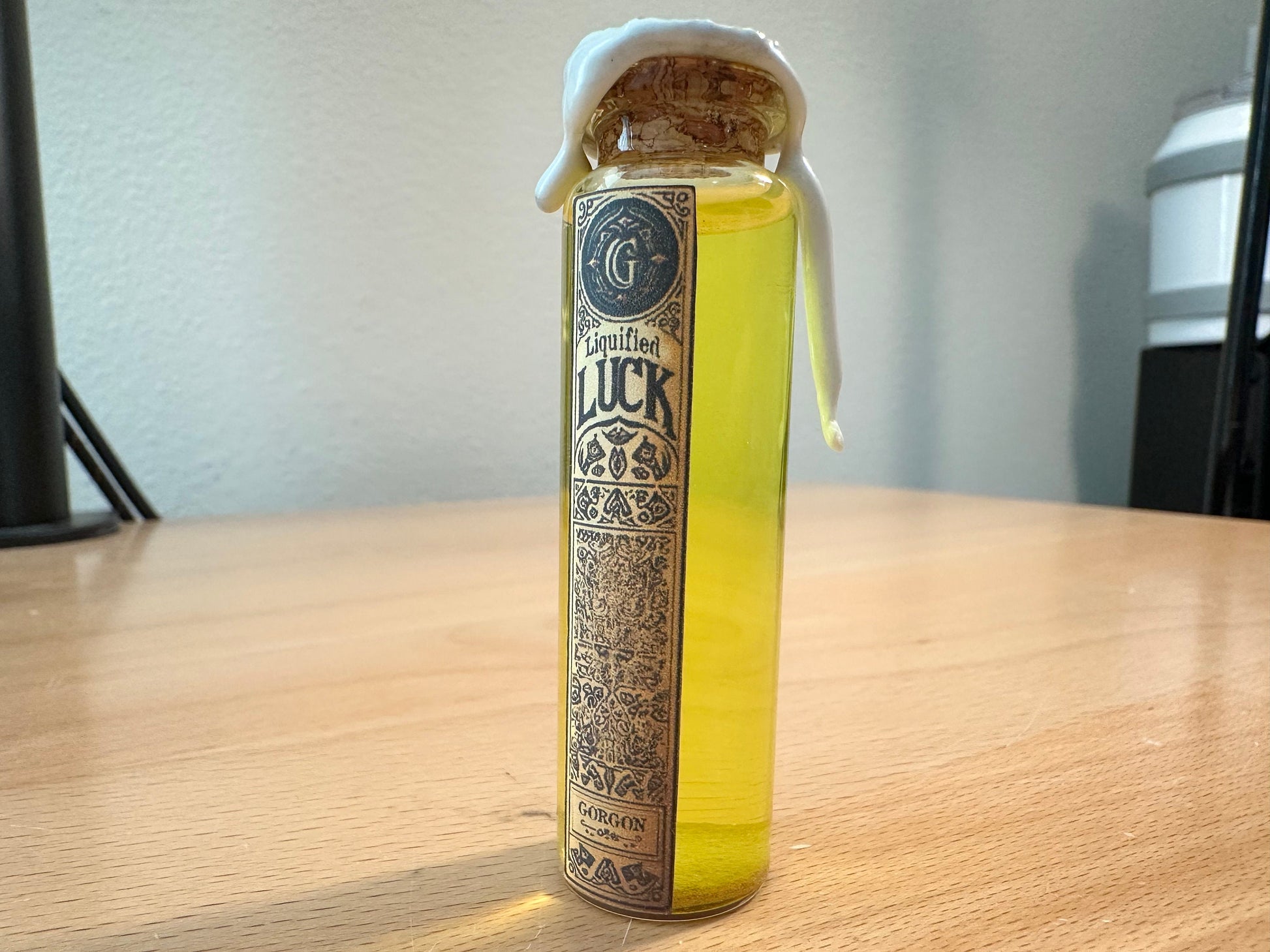 Liquified Luck Enchanted Golden Swirl Decorative Potion Vial