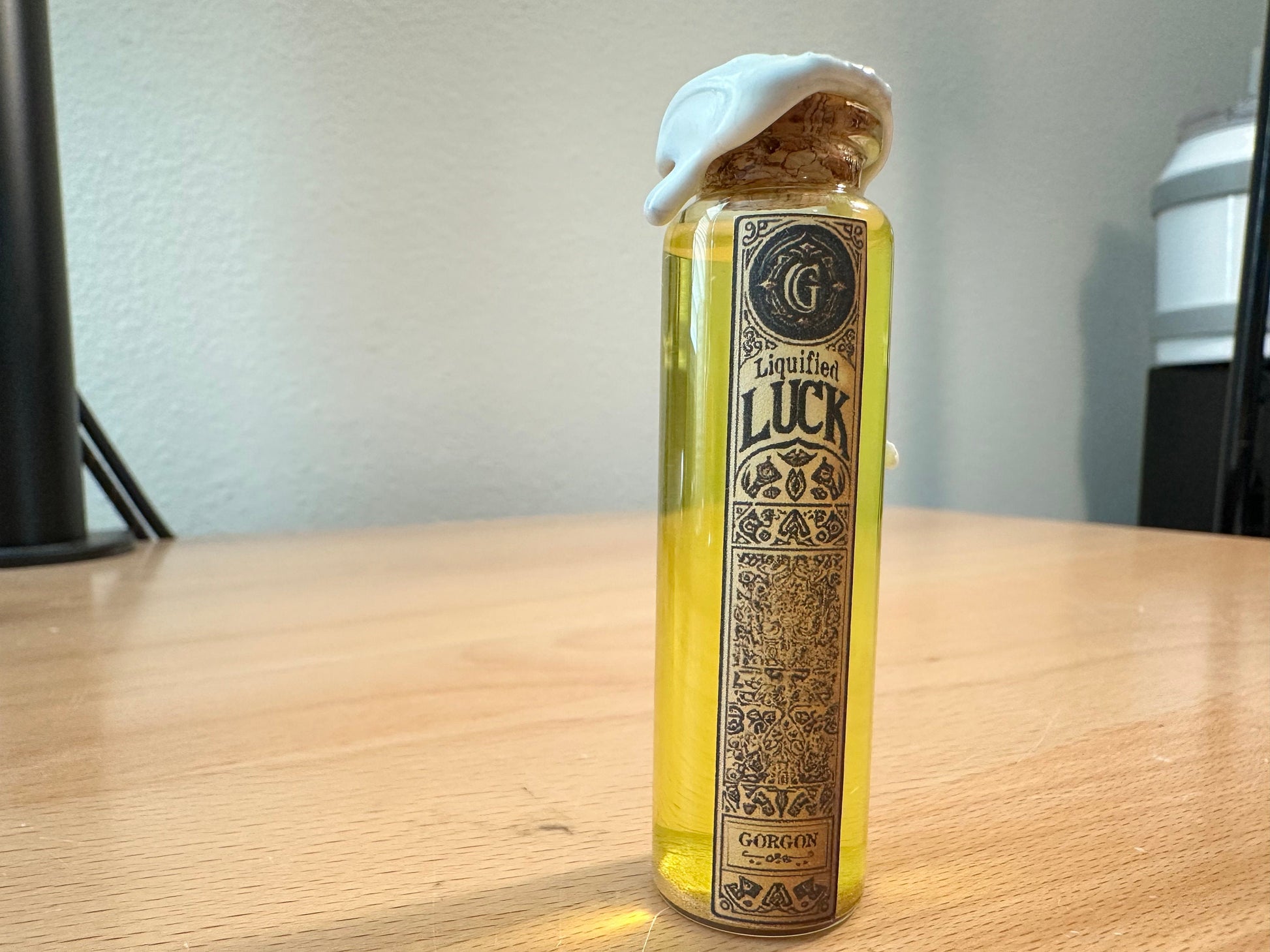 Liquified Luck Enchanted Golden Swirl Decorative Potion Vial
