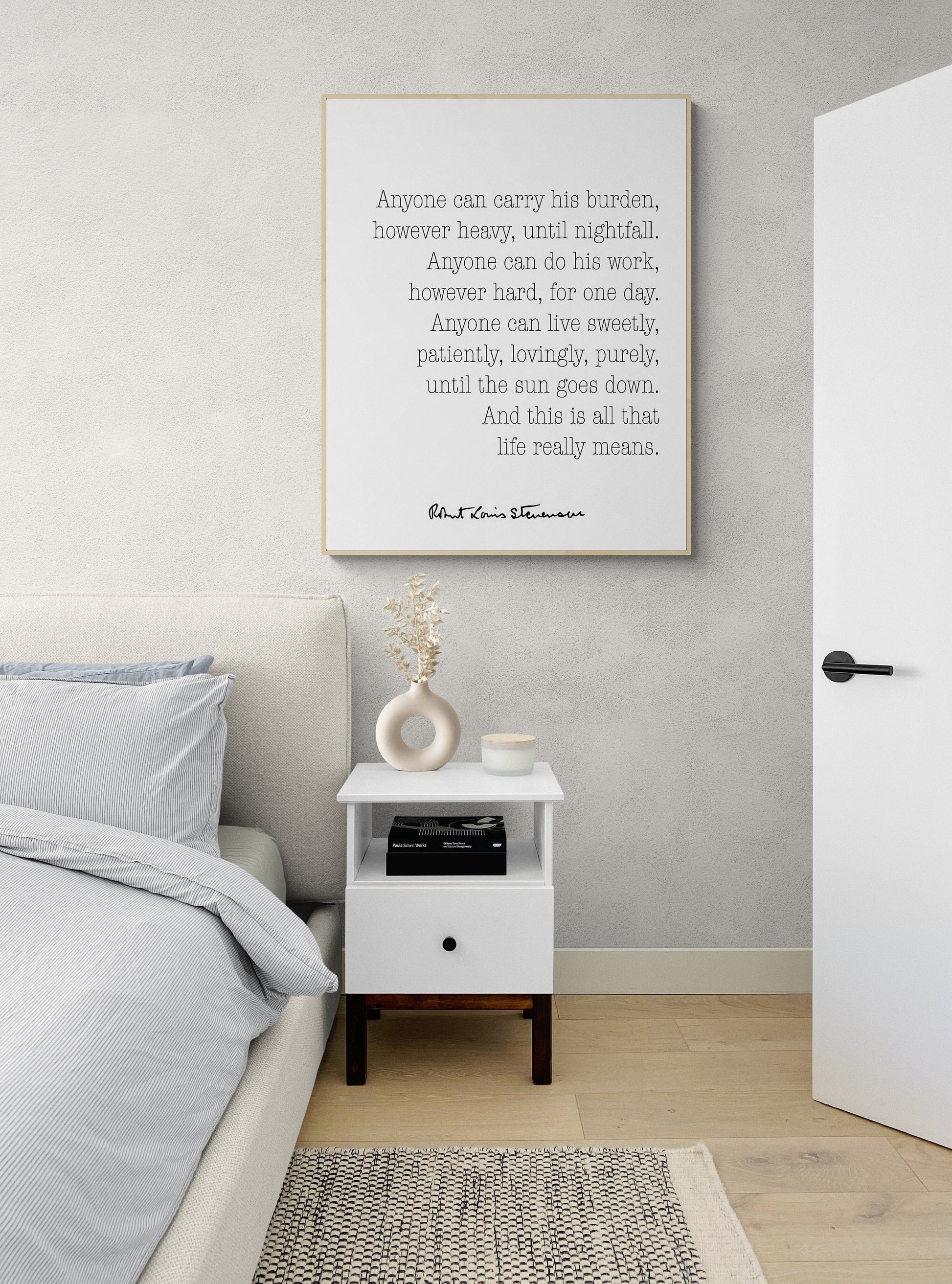Anyone Can Carry His Burden Robert Louis Stevenson Typography Art Print