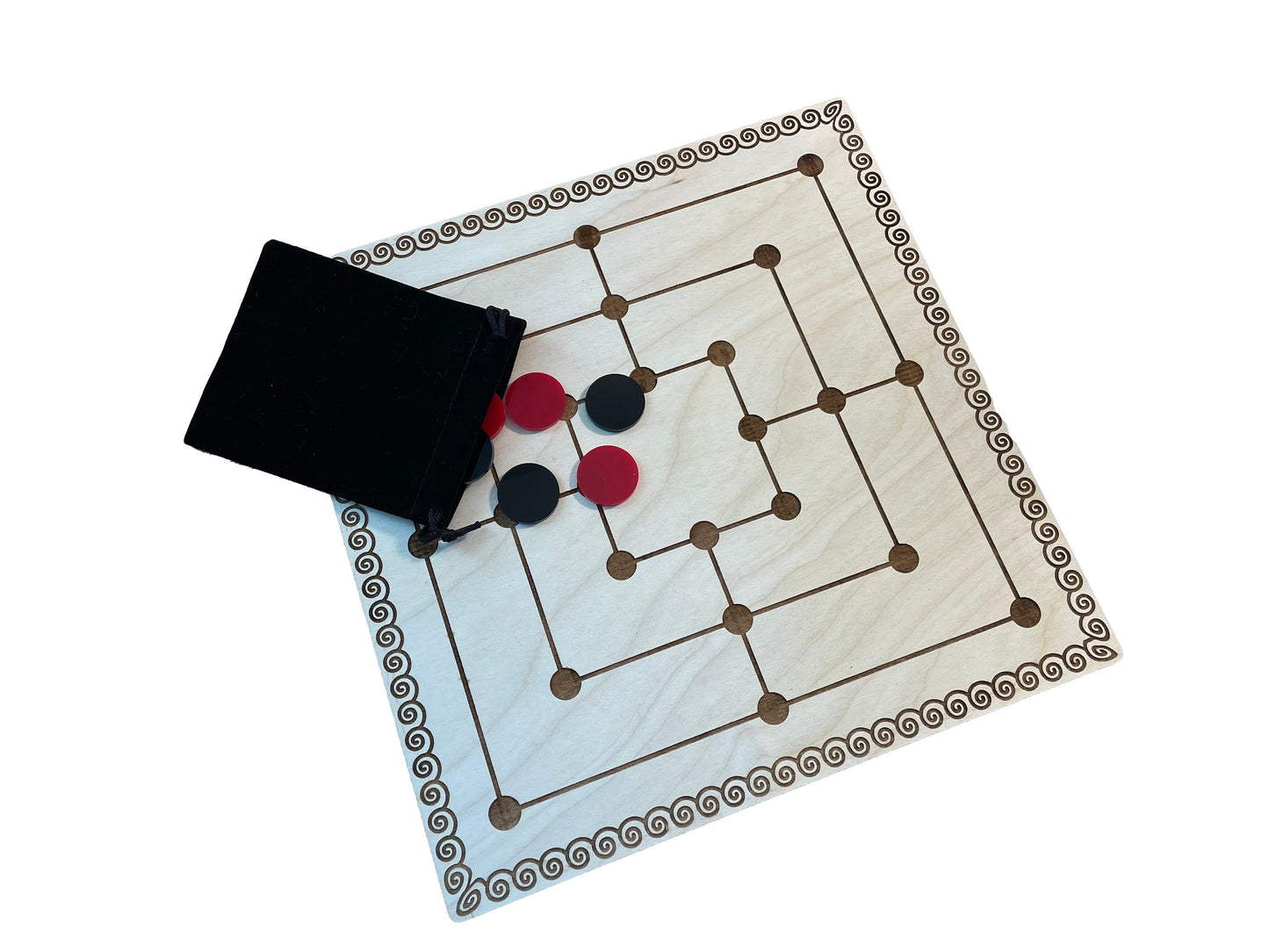 Classic Nine Men's Morris Board Game - 9" Baltic Birch Wood with High-Quality Acrylic Pieces