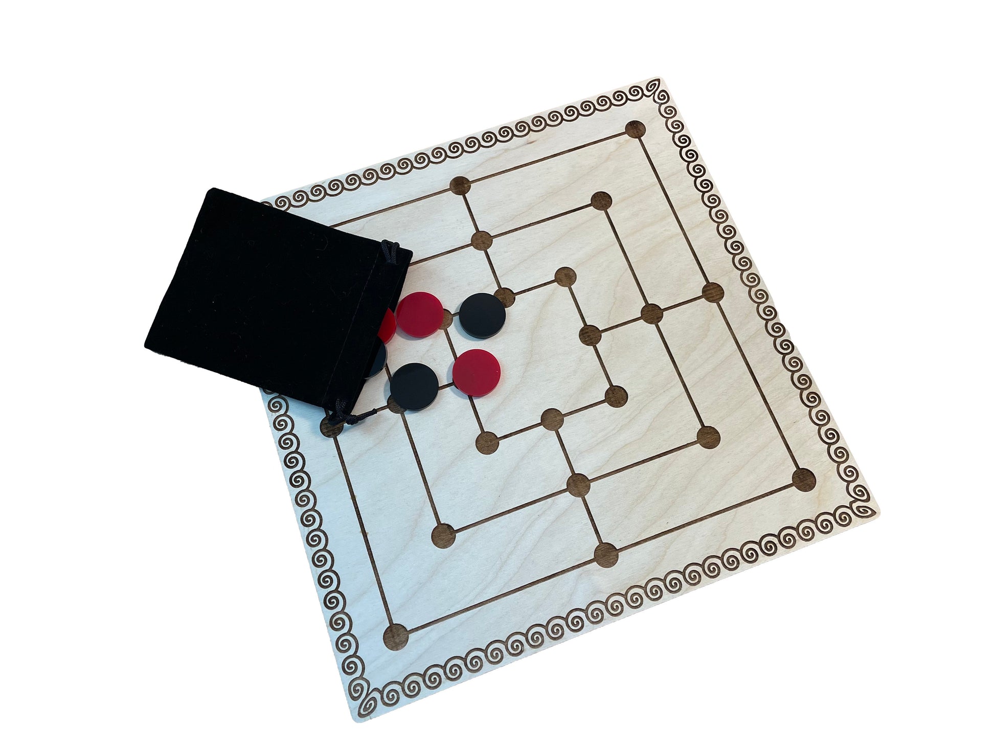 Classic Nine Men's Morris Board Game - 9" Baltic Birch Wood with High-Quality Acrylic Pieces