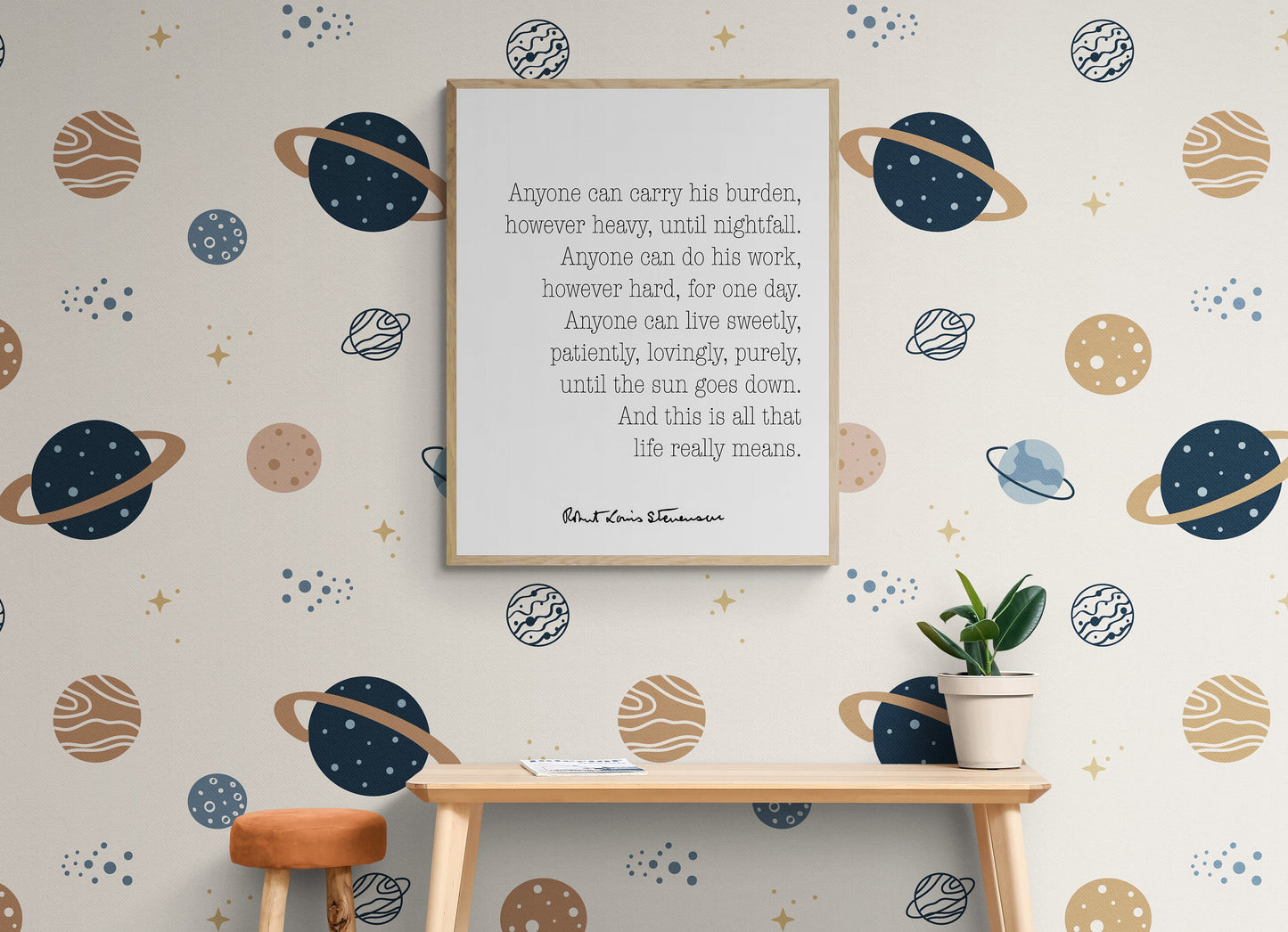 Anyone Can Carry His Burden Robert Louis Stevenson Typography Art Print