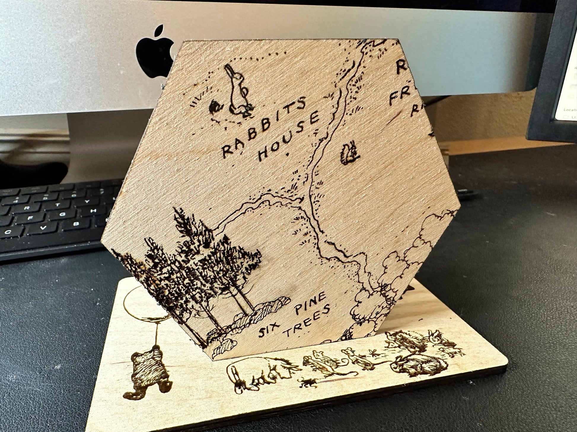 100 Anker Woods Map Original Winnie The Pooh Illustrations Hexagonal Wooden Coaster Set - 6-Piece